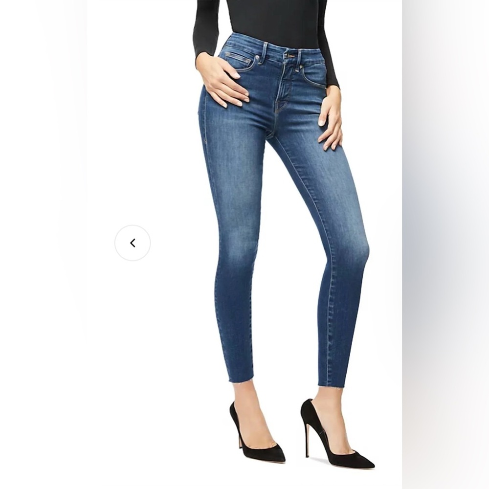Good American High Waist Crop Raw Edge Jean